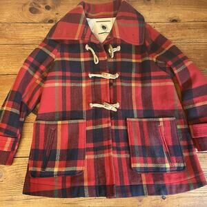 Daughters Of The Liberation Plaid Wool Blend Coat Womens 6 Red Toggle Jacket